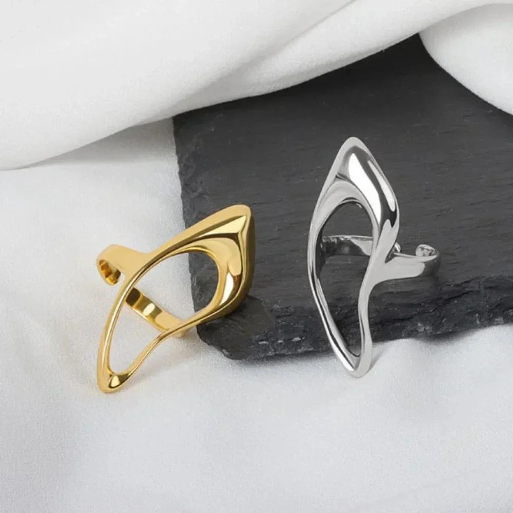 925 Sterling Silver Statement Ring Abstract Irregular Chunky Large Bold Ring - Picture 4 of 13